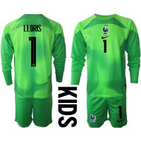 Maglie da calcio Francia Hugo Lloris #1 Portiere Seconda Maglia Bambino Mondiali 2022 Manica Lunga (+ Pantaloni corti)